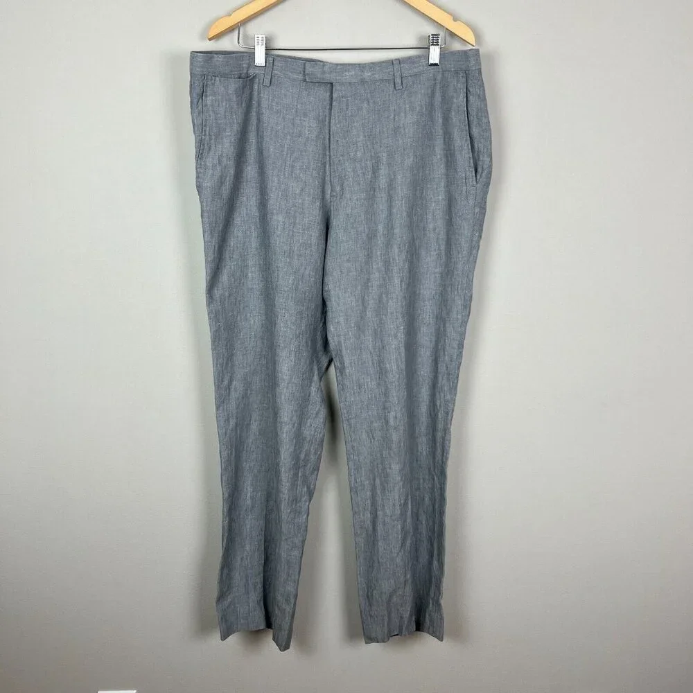 Banana Republic Modern Slim Fit Pants Mens‎ 38x30.5 Gray 100% Linen Chino
